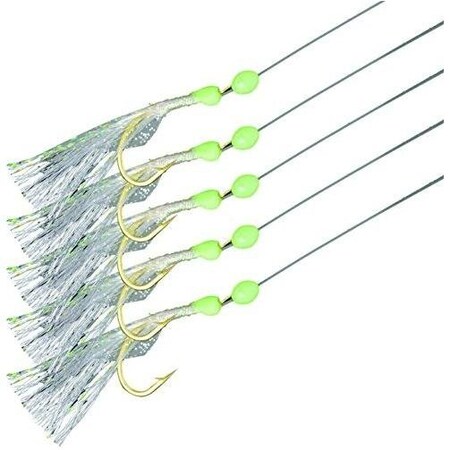 Mustad Ultrapoint Fluorocarbon Sabiki Rig, White Holo With Flash, Size 4 USR21-WHF-4-1